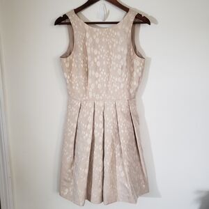 Taylor Tan and Gold Tank Fit and Flare Dress Cinderella Womens Size 4 Lined